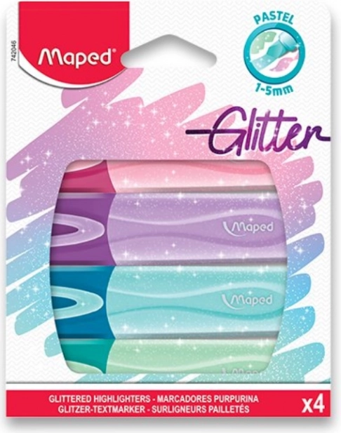 Maped Textmarker Classic Glitter, Set mit 4 Stk.