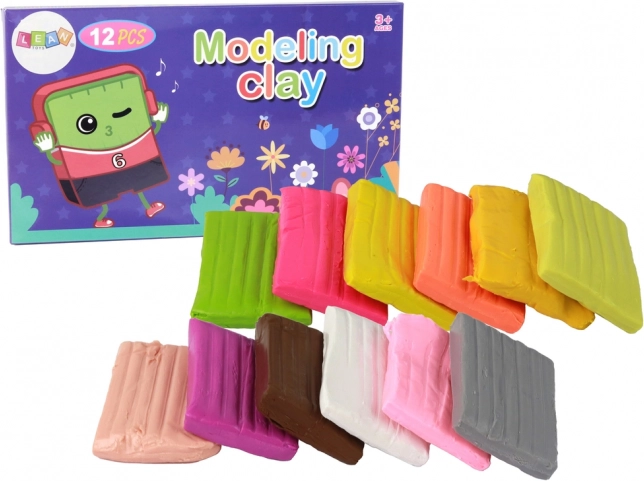 Modelliermasse 12 Farben Pastell leuchtende Farben Mix Set