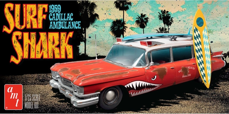 Kunststoffmodellauto 1:25 Surf Shark 1959 Cadillac Ambulance