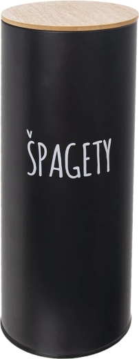 Blechdose für Spaghetti mit Bambusdeckel, schwarz, Durchmesser 11 cm (CZ/SK)