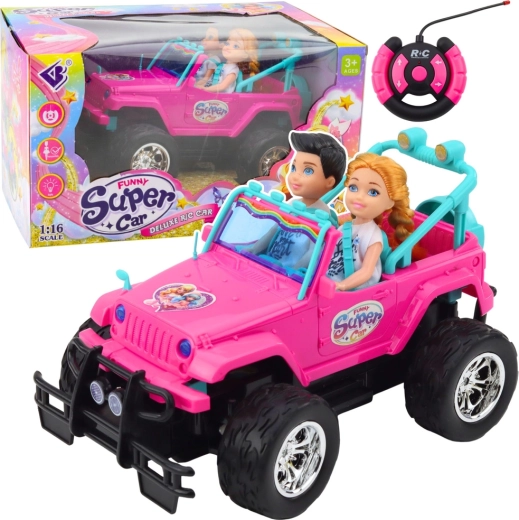 Růžiges RC-Geländewagen mit Puppen 1:16