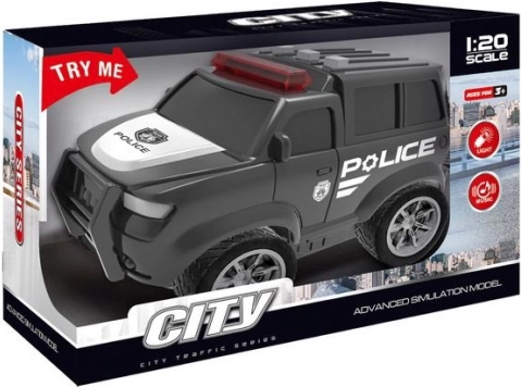 Polizeiauto mit Schwungrad und Effekten, schwarz 22,5 cm