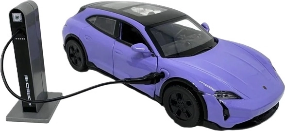 Elektrisches Modell Porsche Taycan Turbo S in violetter Farbe