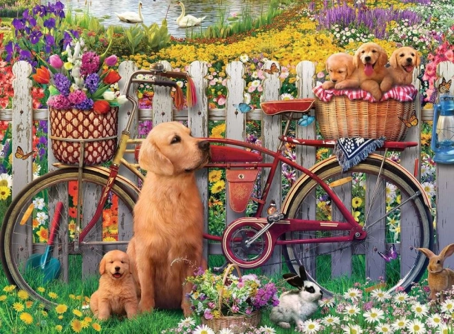 Puzzle Niedliche Hunde im Garten 500 Teile