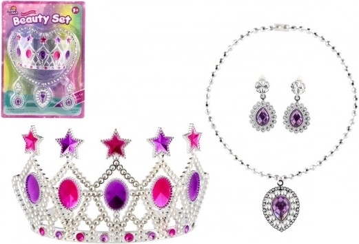 Kinder-Schmuckset mit Krone, Halskette und Ohrringen