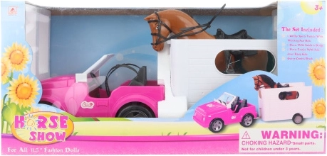 Puppenauto mit Anhänger und Pferd