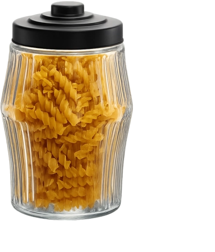 Glasdose 2,8 l mit Streifenmuster und schwarzem Metalldeckel