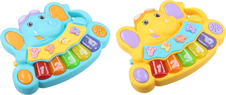 Elektronisches Kinderklavier in Elefantenform mit Tiergeräuschen und Licht – 1 Stück