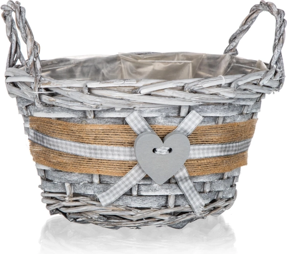 Runder Weidenkorb GRIS mit Griffen 19 × 11 cm