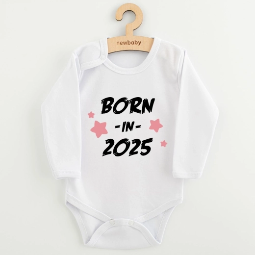 Baby-Body mit Print New Baby Born in 2025, rosa, Gr. 56 (0–3 Monate)