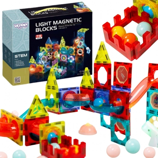 Magnetisches Konstruktionsset mit Murmelbahn, 77 Teile