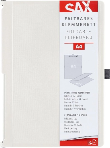 SAX verschließbare Schreibmappe mit Klemme A4, cremefarben