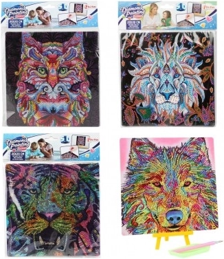 Diamantmalerei Tiere auf Karton 20x20 cm