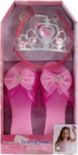 Set aus Ballerinas mit Schleife und rosa Krone