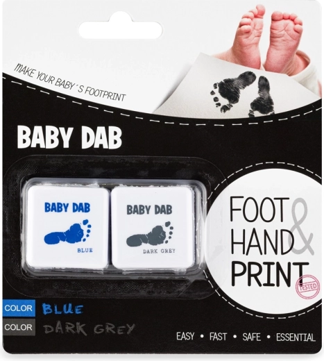 Baby Dab Set mit Stempelkissen für Babyabdrücke, Blau und Grau (2 Stk.)