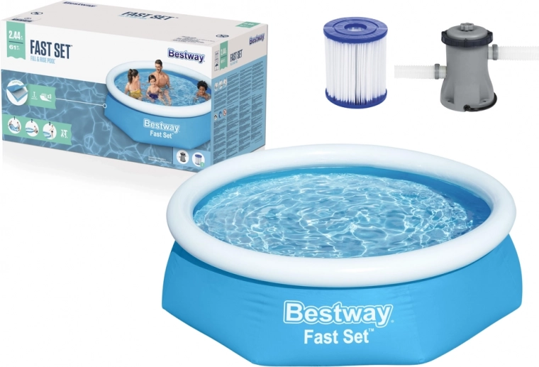 Aufblasbarer Pool BESTWAY Fast Set 244 × 61 cm mit Filteranlage