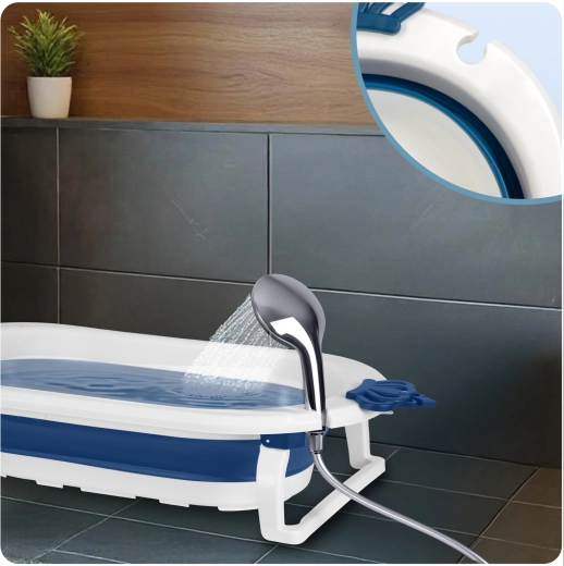 Faltbares Design und Duschkopfhalter für spritzfreies Baden