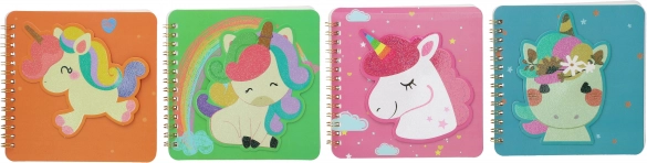 Notizbuch 14x14 cm mit 3D Einhorn Motiv