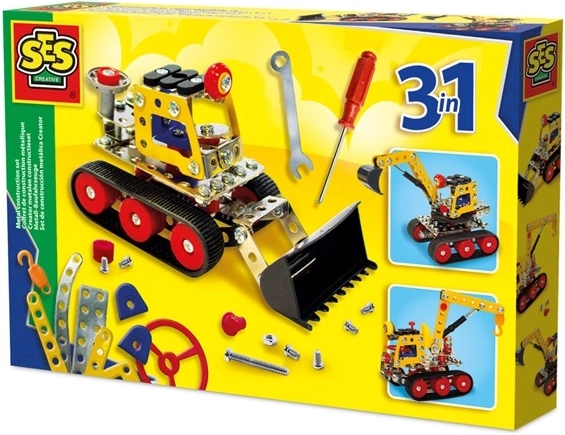 SES Creative Metall-Konstruktionsbaukasten Baustellenfahrzeuge 3-in-1