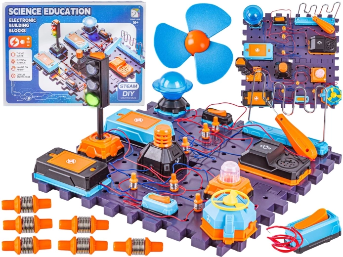Wissenschaftliches Experimentier-Set mit elektronischen Schaltungen (Ampel, Ventilator)