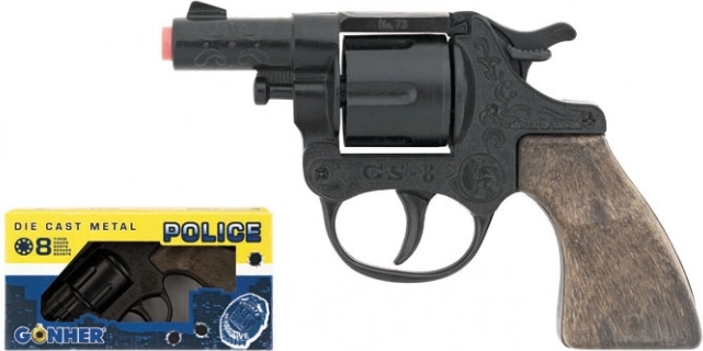 Polizeirevolver aus Metall, schwarz, 8 Schuss