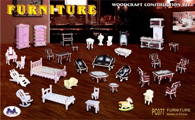 Holz-3D-Puzzle Mini-Möbel – bunte Baukasten