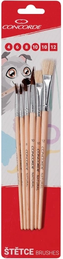 Set aus Naturhaarpinseln CONCORDE, rund und flach, 6 Stk.