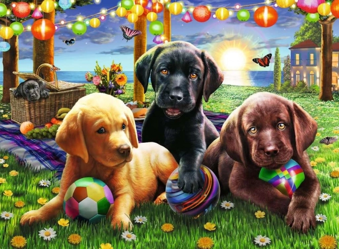 RAVENSBURGER Puzzle Hündchen-Picknick XXL 100 Teile