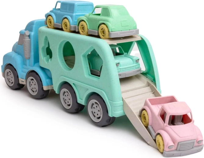 Transporter mit Rampe und kleinen Autos