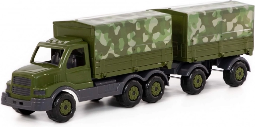 Militärisches Auto Pfadfinder mit Planenaufbau und Anhänger