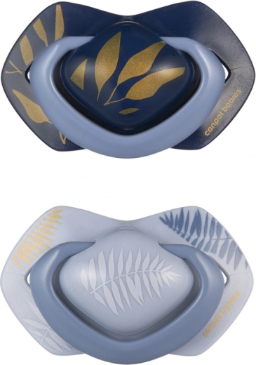 Canpol babies Silikon-Schnuller Light Touch Gold, symmetrisch, 18M+, 2 Stk., blau