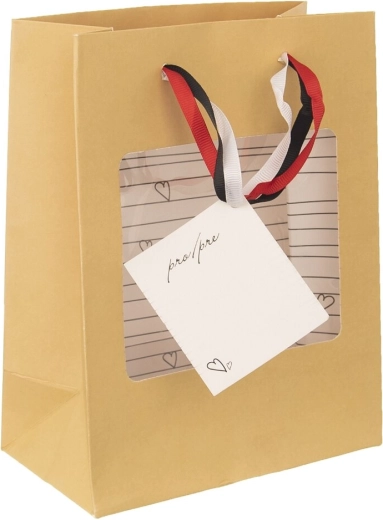 Geschenkpapiertüte mit Sichtfenster (Herzchen) 18 × 10 × 23 cm
