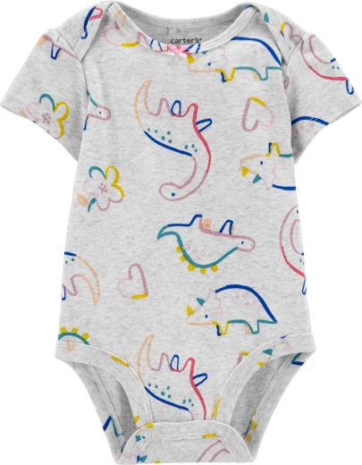 Carter’s Baumwoll-Body mit kurzen Ärmeln Grey Dino für Mädchen