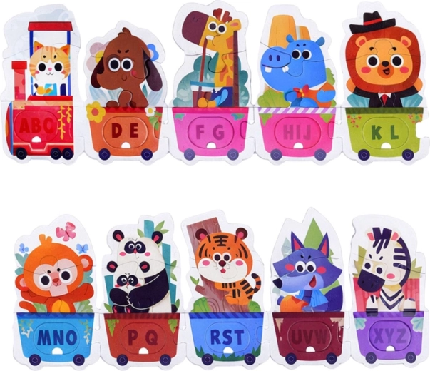 Alphabet von A bis Z in Form eines fröhlichen Zuges