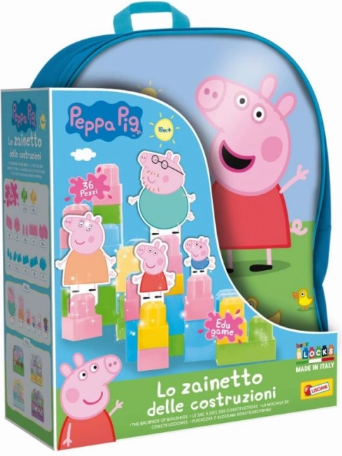 Rucksack mit Bausteinen und Peppa Wutz Motiv