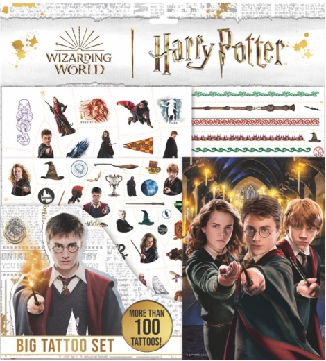 Großes HARRY POTTER Tattoo‑Set mit Malbuch im Beutel