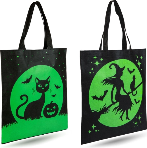 Halloween-Tasche mit Katzen- oder Hexenmotiv – 1 Stück