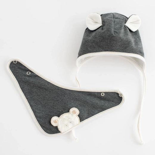 Frühlings-Baby-Mützchen mit Halstuch New Baby Sebastian grau 74 (6–9 Monate)