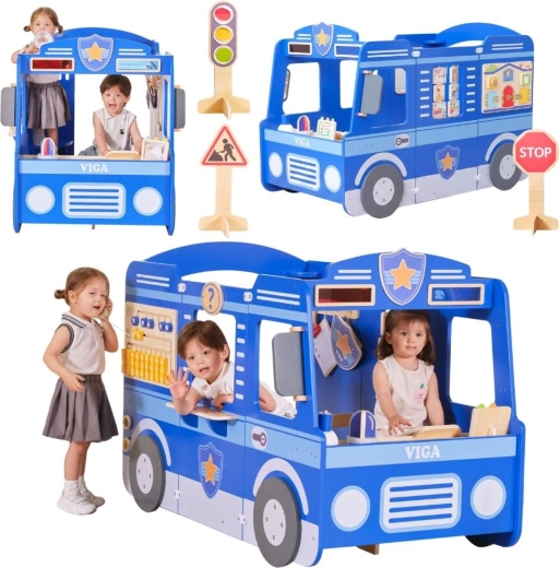 Großes hölzernes Polizeiauto VIGA für Kinder