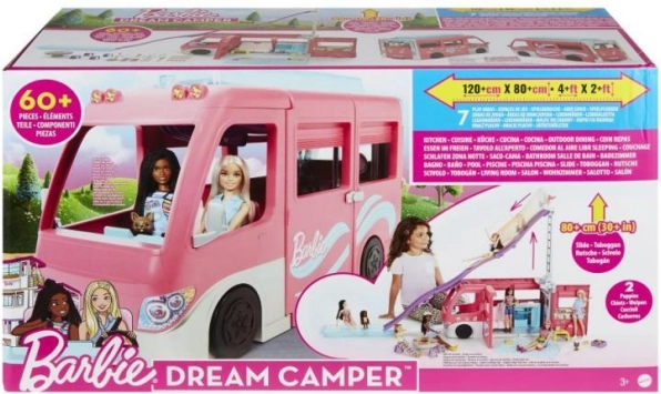 Barbie Dream Camper – Campingfahrzeug mit Rutsche und über 60 Zubehörteilen