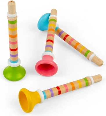 Bigjigs Toys Kinder-Holztrompete – bunt