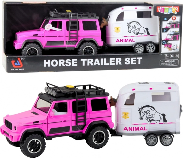 Geländewagen mit Pferdeanhänger mit Licht und Sound