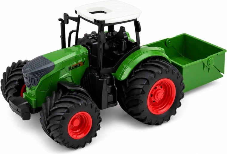 Traktor mit ankuppelbarem Streuer