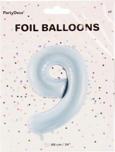 Folienballon Zahl 9 blau 86 cm
