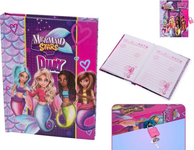 Geheimes Tagebuch mit Meerjungfrau im Kasten mit Schloss