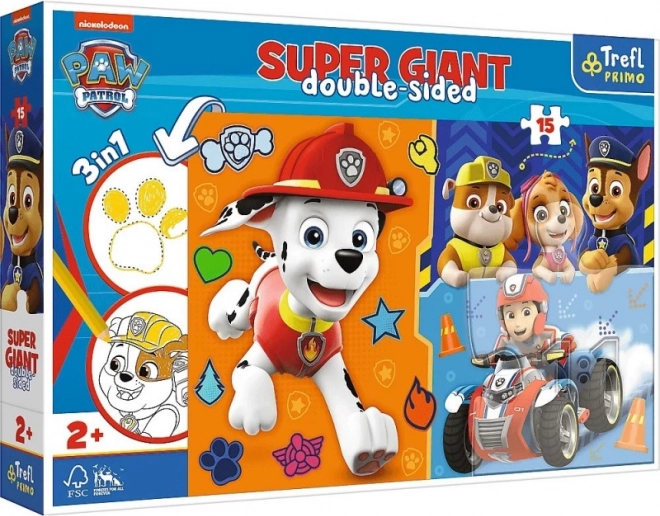 Riesiges beidseitiges Puzzle 15 Teile PAW PATROL 3-in-1