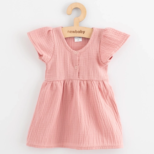 New Baby Kinder-Musselinkleid rosa 86 (12–18 Monate)
