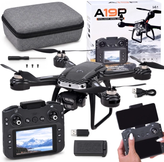 RC-Drohne A19P mit HD-Kamera, Controller mit Display und Hindernisvermeidung
