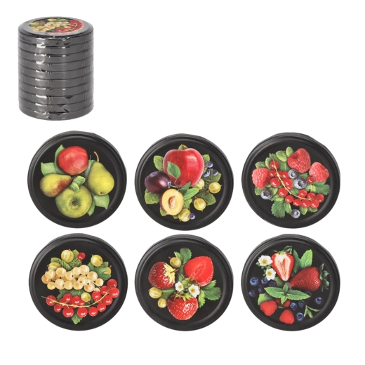 Set mit 10 Einmachdeckeln fi 82 Owoce Mix schwarz matt Klick