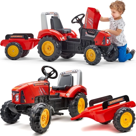 Trettraktor mit Anhänger Red Supercharger ab 3 Jahren